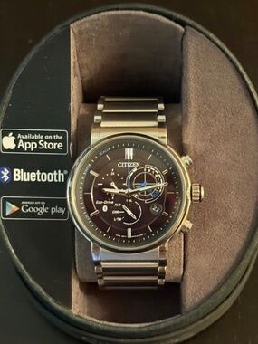 CITIZEN W770MV Bluetooth Eco-Drive Solar Men’s Watch Black Dial Silver Case